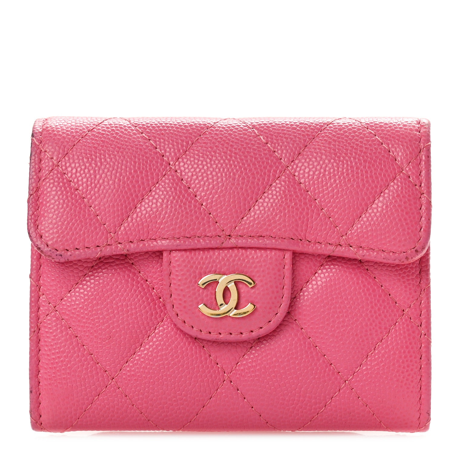 Chanel Caviar Quilted Flap Card Holder Wallet Pink 1 of 11