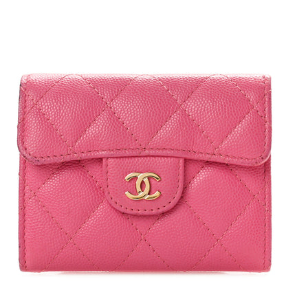 Chanel Caviar Quilted Flap Card Holder Wallet Pink 1 of 11