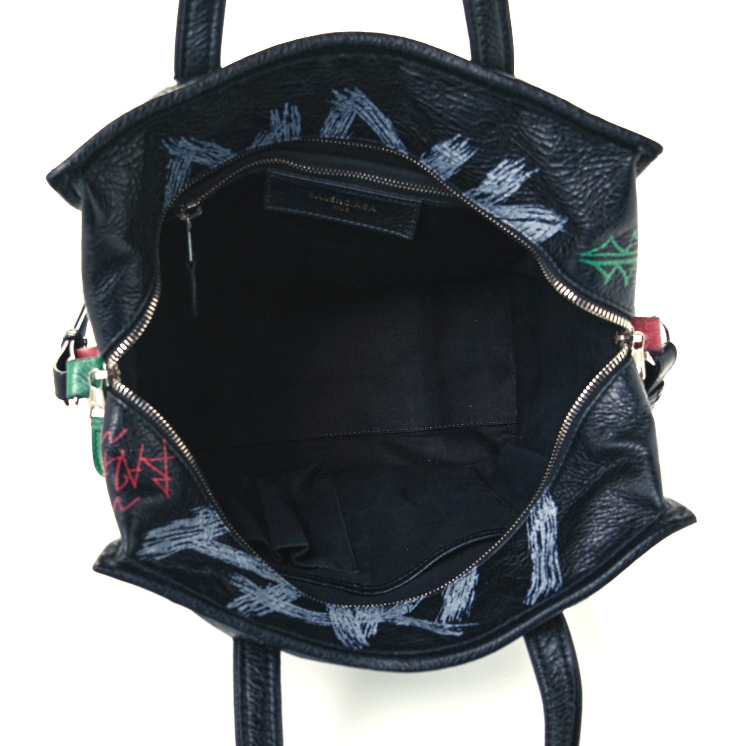 Balenciaga Agneau Arena Graffiti All Over S Bazar Shopper Tote Black Vert Rouge 5 of 10
