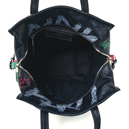 Balenciaga Agneau Arena Graffiti All Over S Bazar Shopper Tote Black Vert Rouge 5 of 10