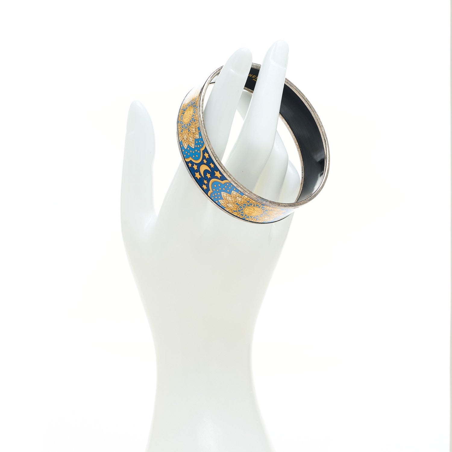 Hermes Enamel Printed Wide Sun Moon Stars Bracelet 70 3 of 5
