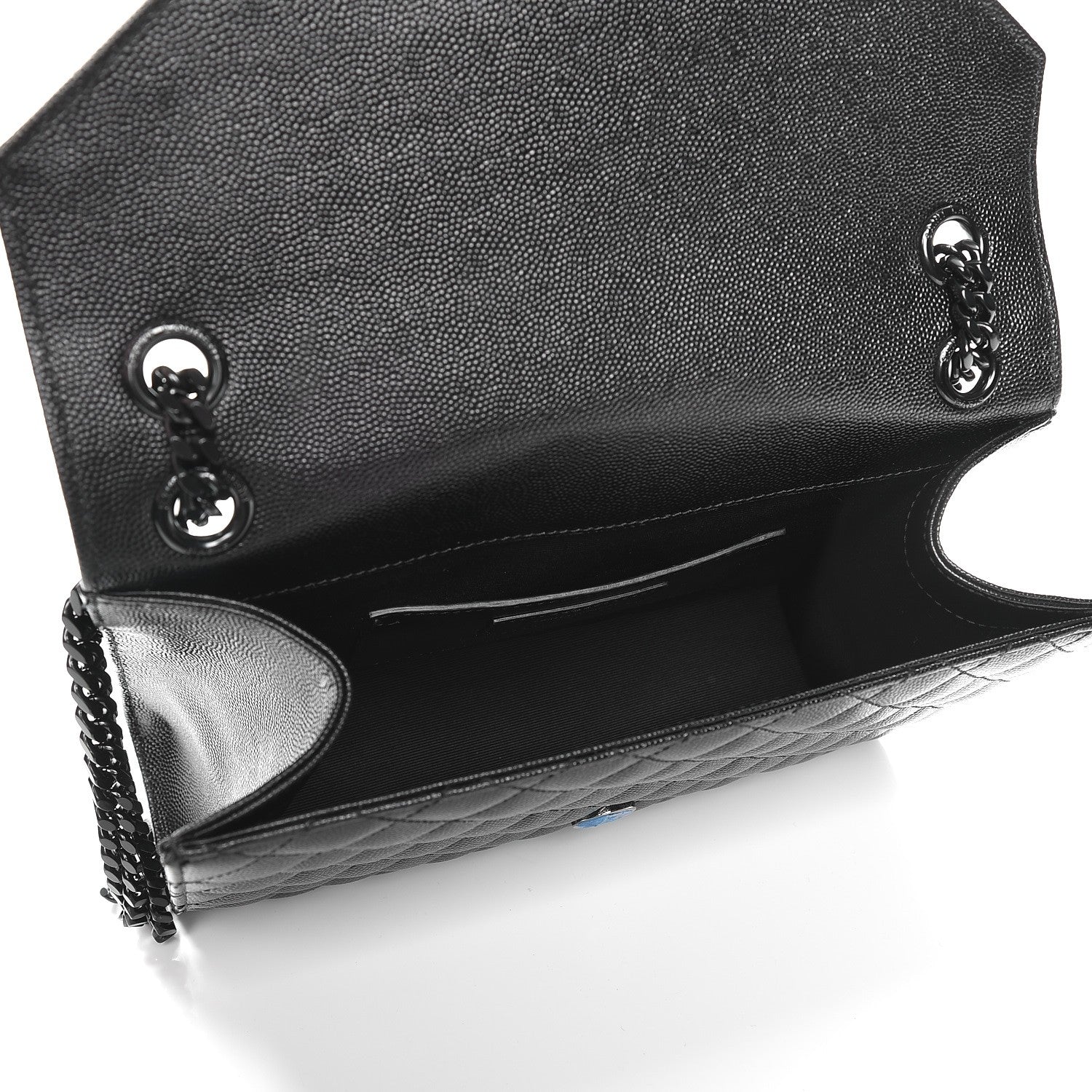 Saint Laurent Grain De Poudre Textured Mixed Matelasse Triquilt Medium Monogram Satchel Black 5 of 7