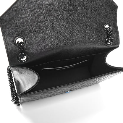 Saint Laurent Grain De Poudre Textured Mixed Matelasse Triquilt Medium Monogram Satchel Black 5 of 7