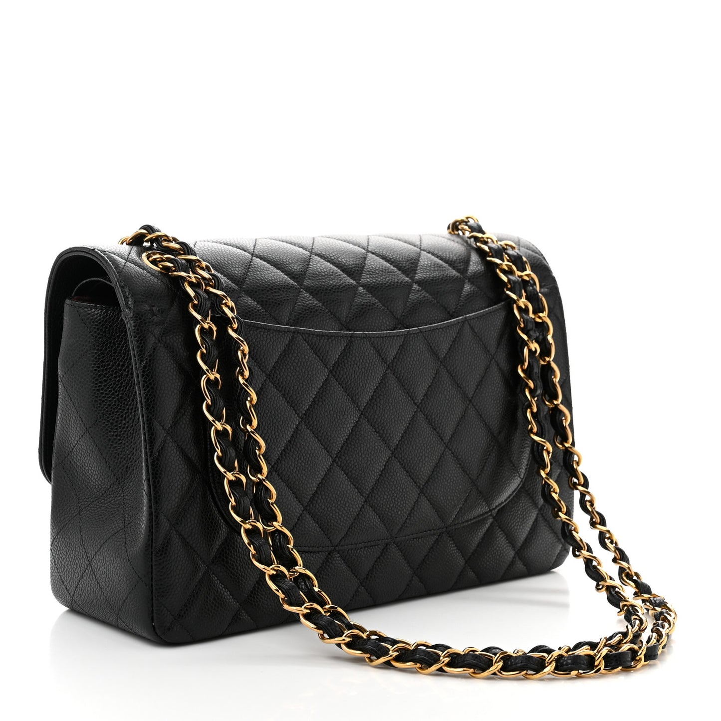 Caviar Quilted Jumbo Double Flap Black