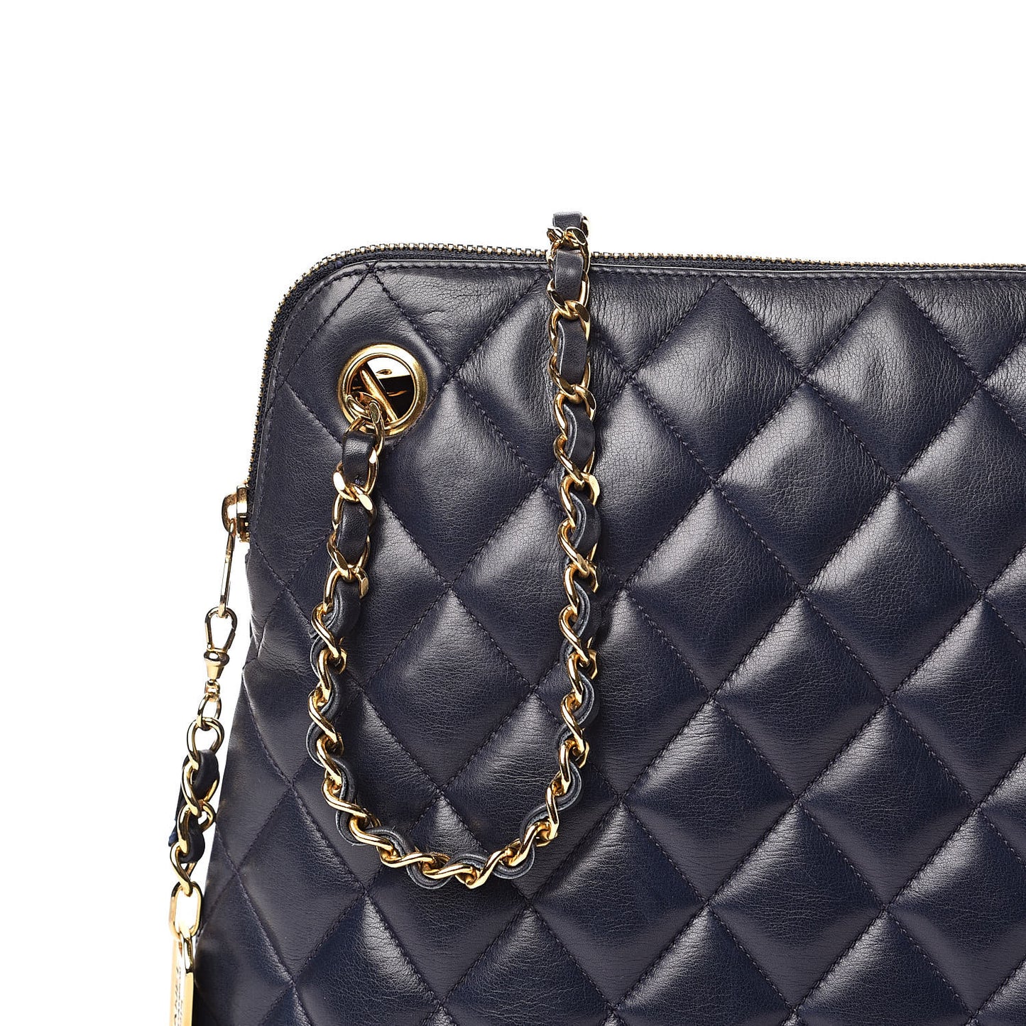 Lambskin Quilted Shoulder Bag Navy