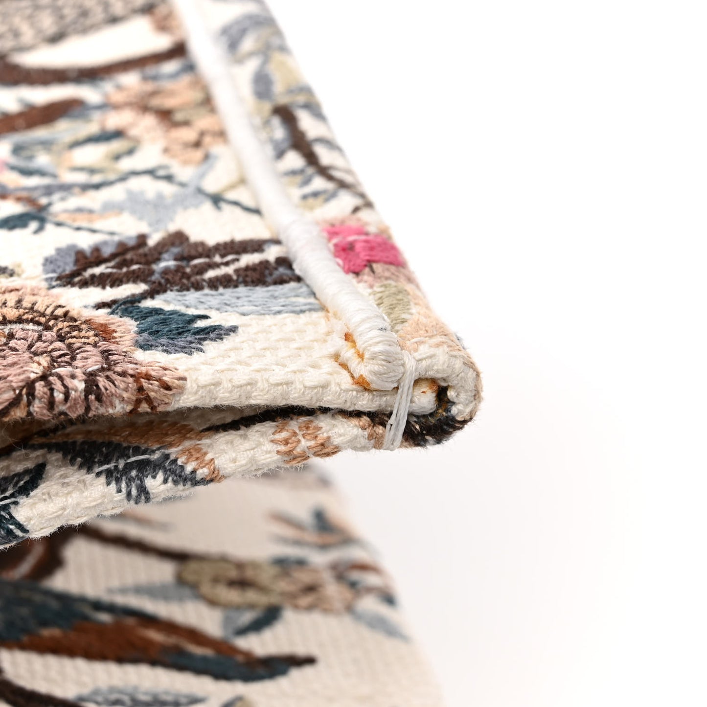 Canvas Embroidered Large Jardin D'Hiver Book Tote Latte Multicolor