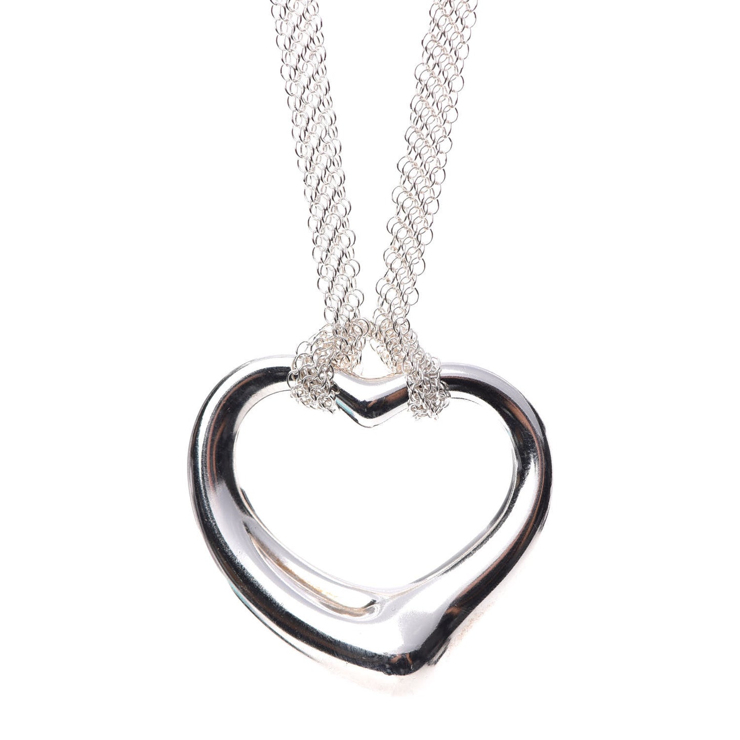 Sterling Silver 36mm Elsa Perretti Open Heart Mesh Necklace