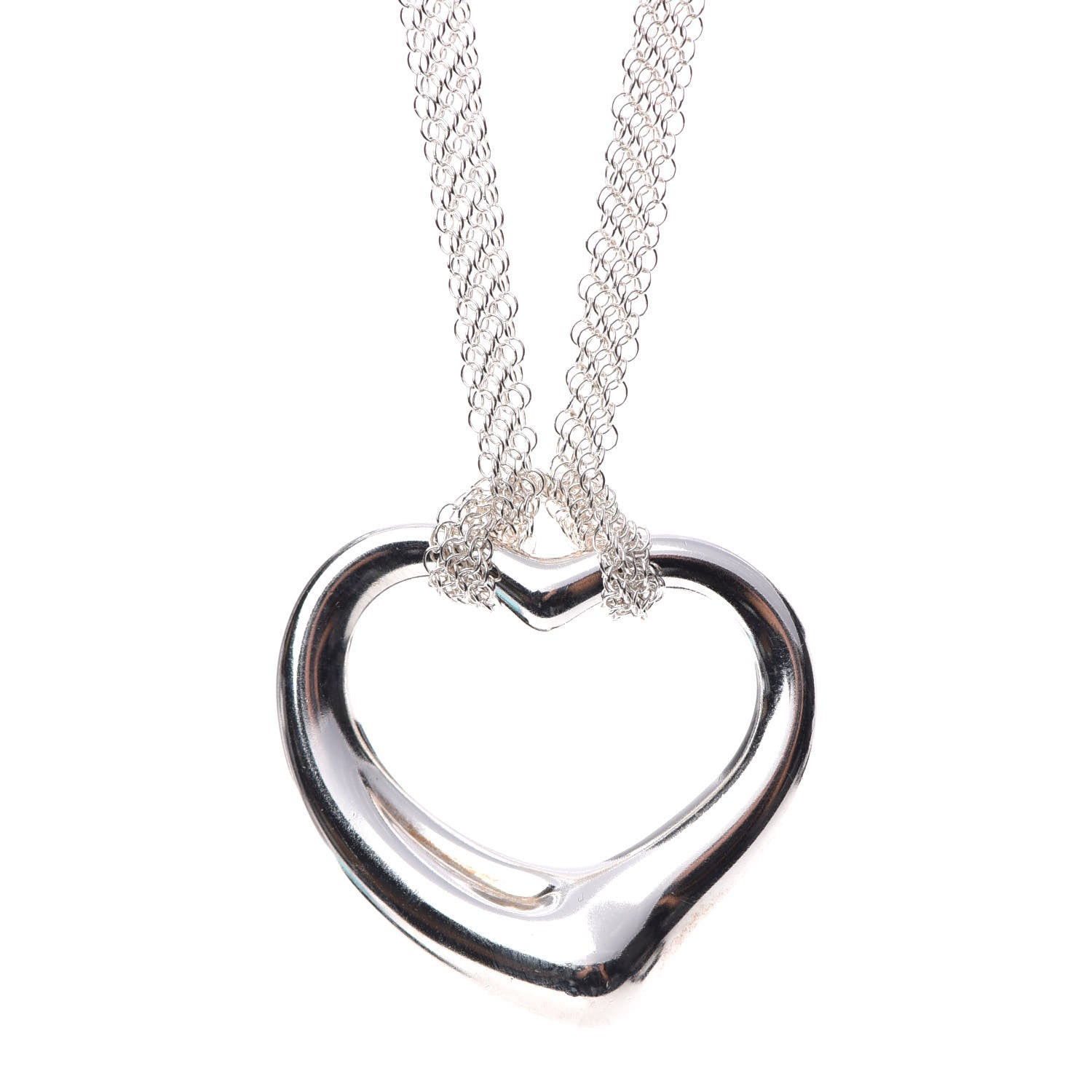 Tiffany Sterling Silver 36mm Elsa Perretti Open Heart Mesh Necklace 4 of 6