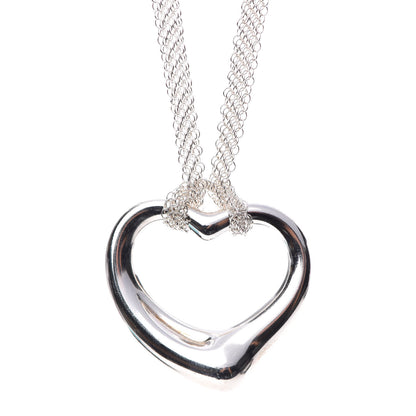 Tiffany Sterling Silver 36mm Elsa Perretti Open Heart Mesh Necklace 4 of 6