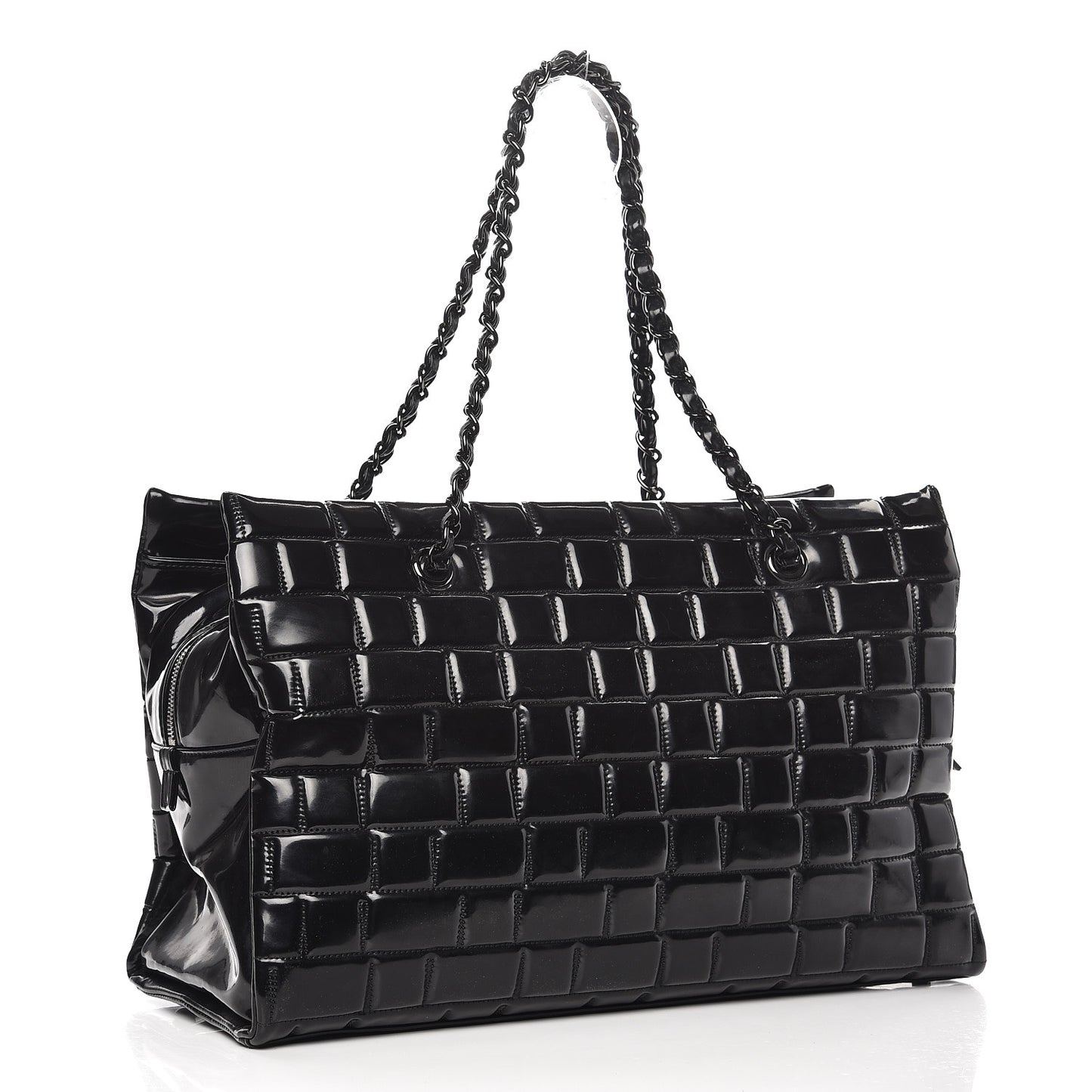 Vinyl Quilted Frozen Shopping Tote Black