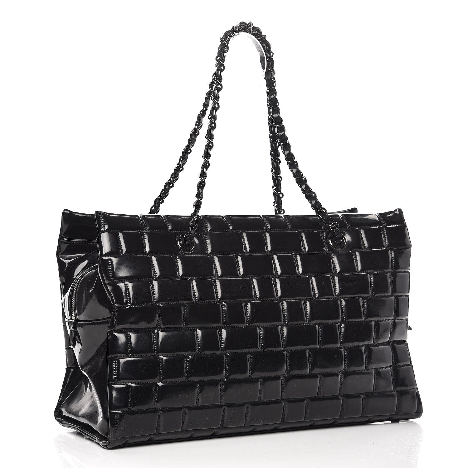 Chanel Vinyl Quilted Frozen Shopping Tote Black 3 of 9