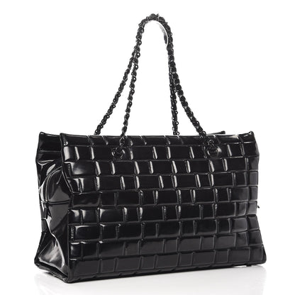 Chanel Vinyl Quilted Frozen Shopping Tote Black 3 of 9