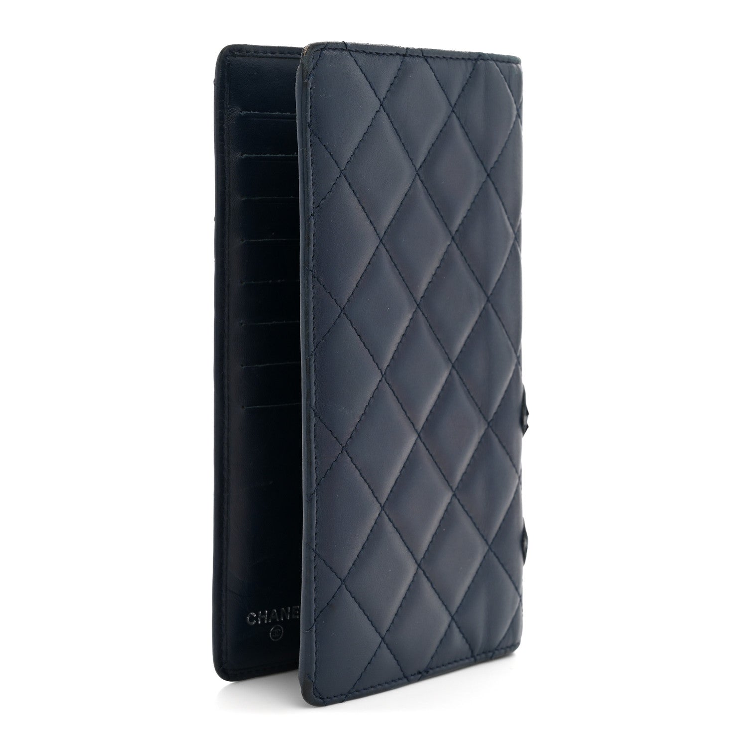 Chanel Calfskin Quilted Cambon Yen Wallet Blue 3 of 10