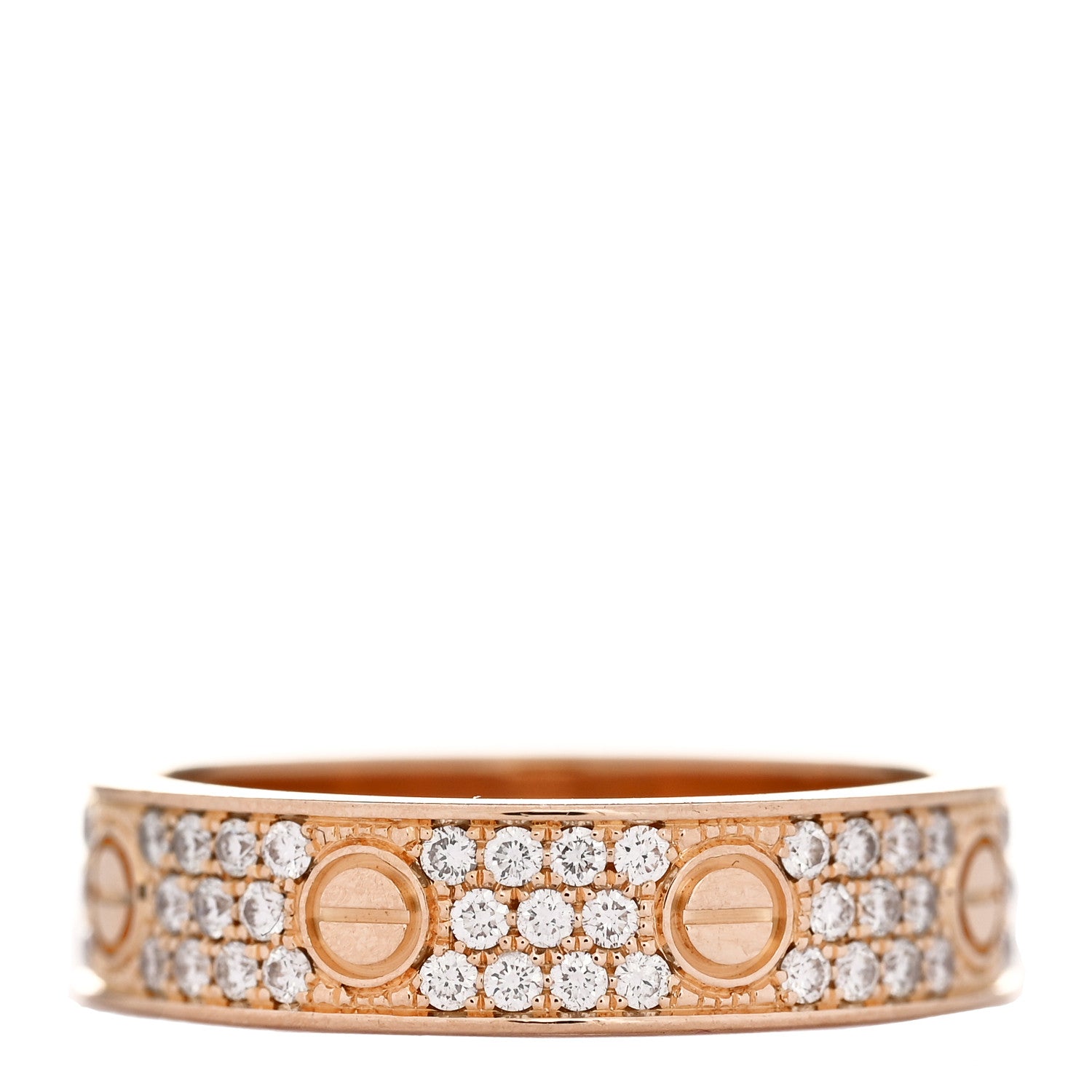 Cartier 18K Pink Gold Diamond 5mm LOVE Wedding Paved Band Ring 53 6.5 3 of 5