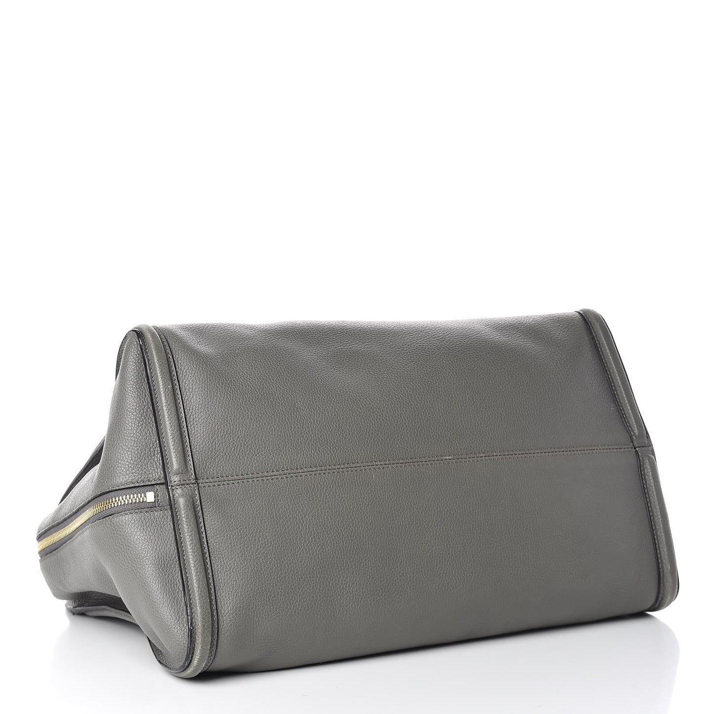 Pebbled Calfskin Large Skull Padlock Zip Around Tote Dark Grey