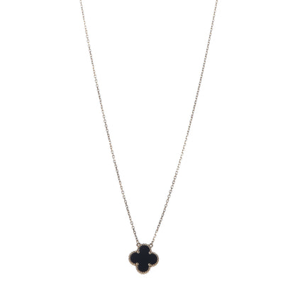 Van Cleef & Arpels 18K Yellow Gold Black Onyx Vintage Alhambra Pendant Necklace 1 of 6