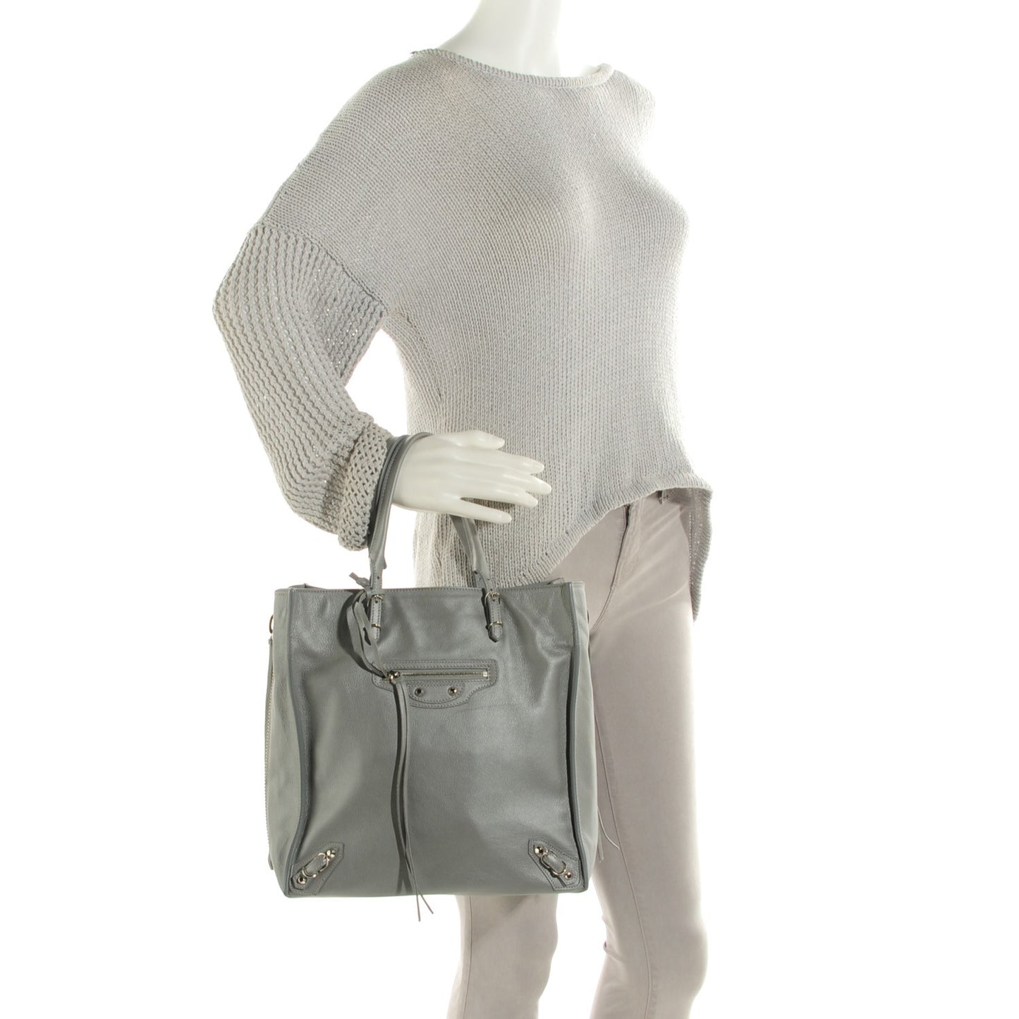 Calfskin Papier A5 Zip Around Tote Metal Grey