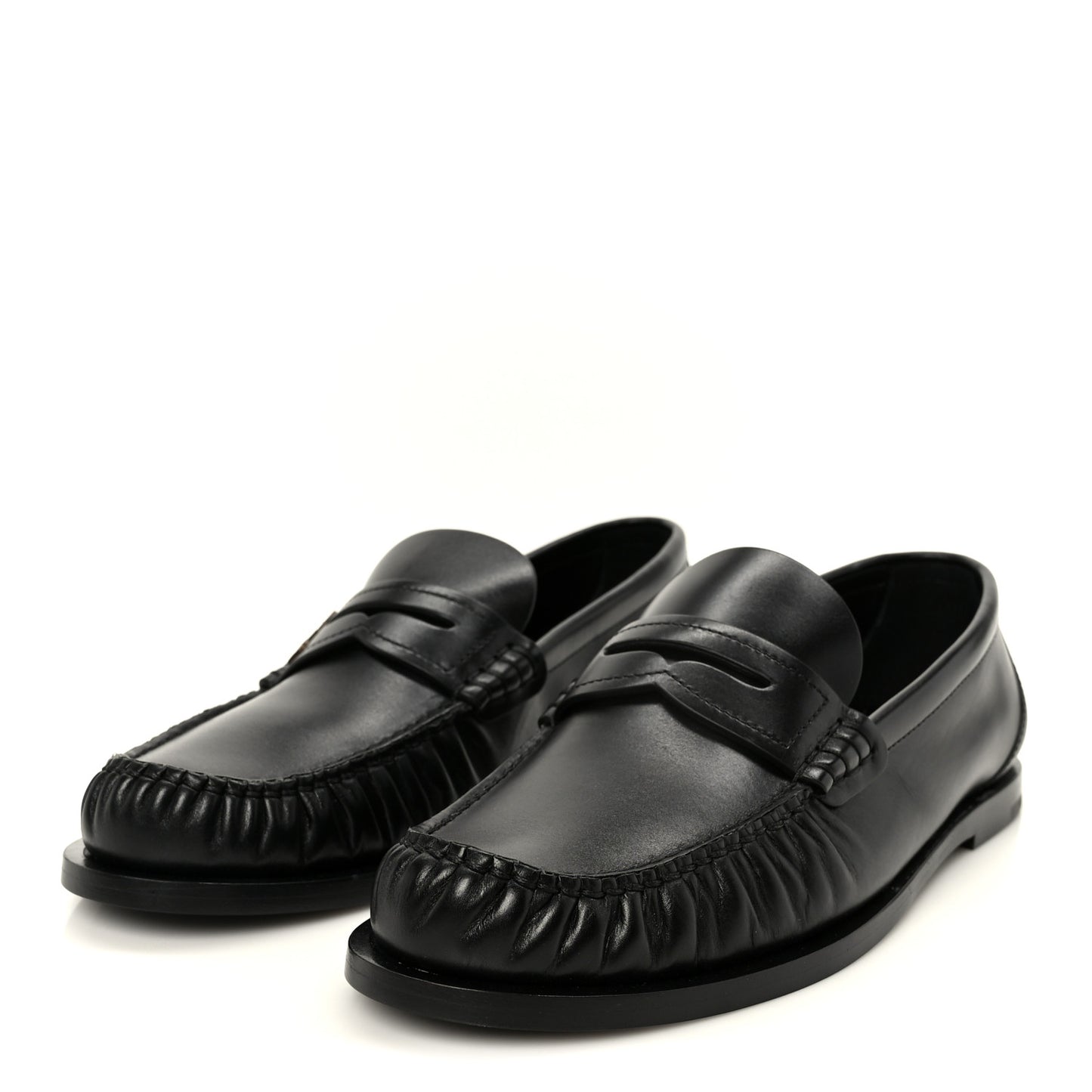 Calfskin Penny Loafers 37.5 Black