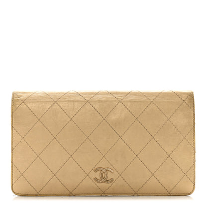 Chanel Metallic Calfskin Quilted Yen Wallet Gold Pink 1 of 14