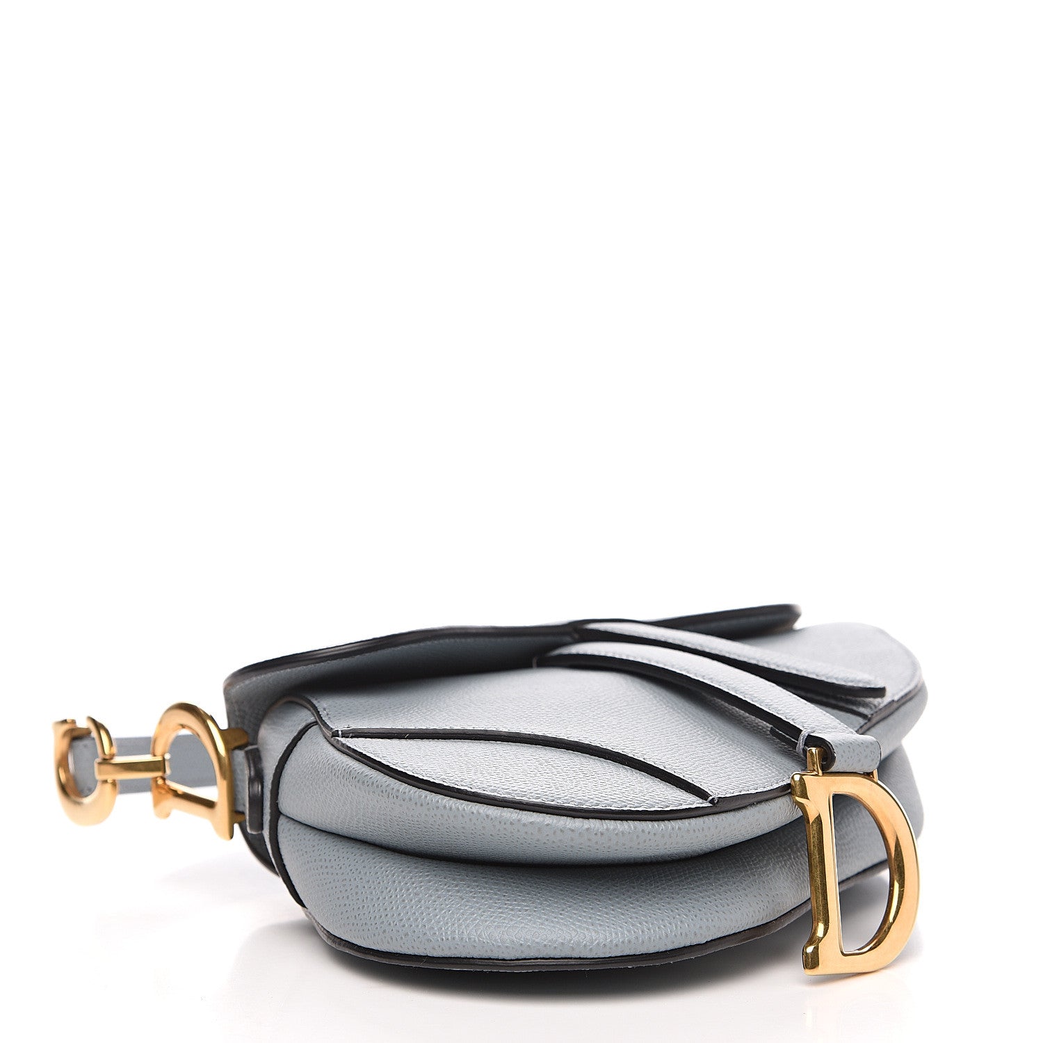 Christian Dior Grained Calfskin Mini Saddle Bag Sky Blue 3 of 8