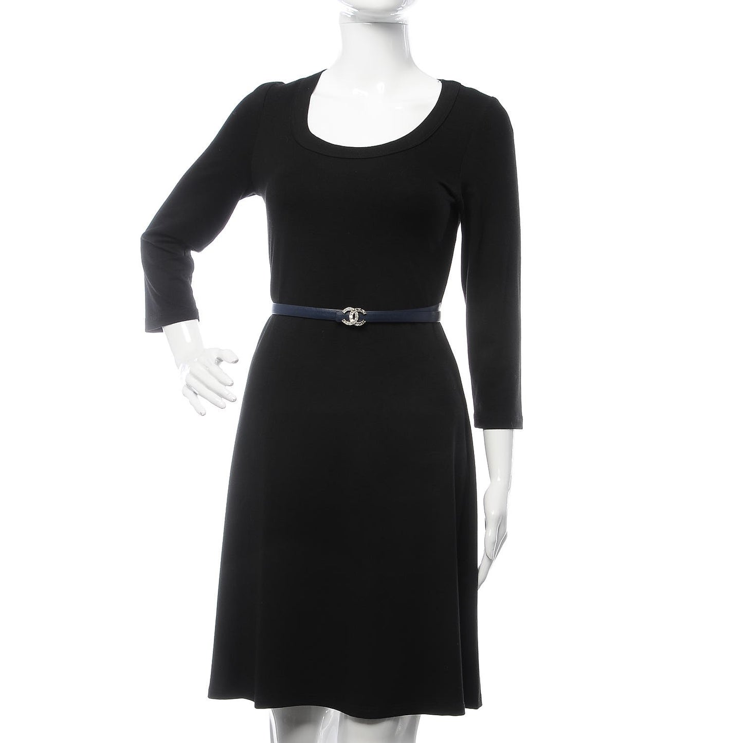Baguette Crystal Lambskin CC Belt 90 36 Blue