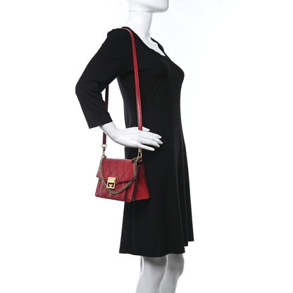 Givenchy Goatskin Quilted Small GV3 Shoulder Bag Vermilion 2 of 9