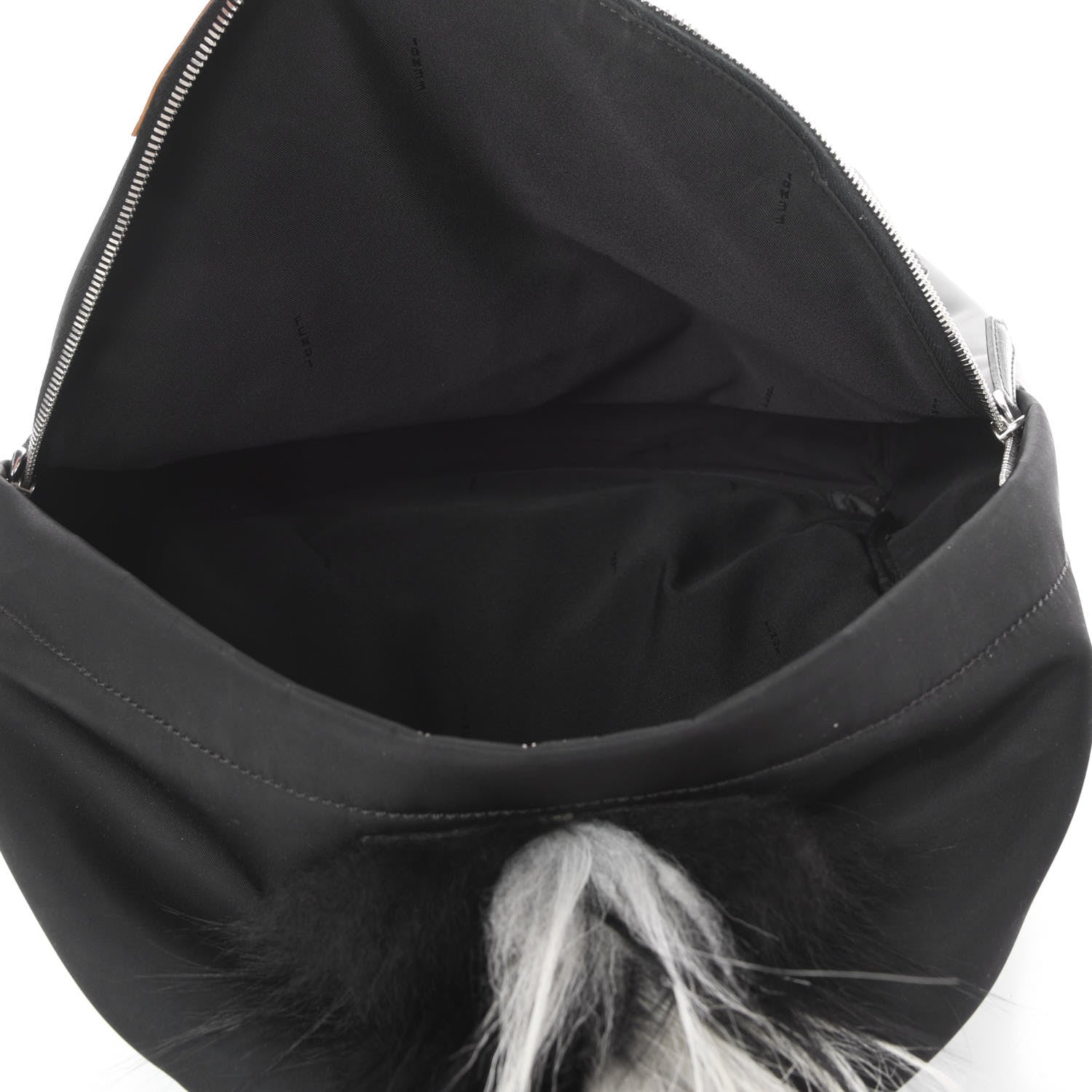 Fendi Nylon Vitello Elite Elaphe Fox Goat Fur Monster Eyes Bi-Color Standard Backpack Mud Black White Yellow 5 of 9