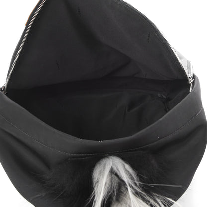 Fendi Nylon Vitello Elite Elaphe Fox Goat Fur Monster Eyes Bi-Color Standard Backpack Mud Black White Yellow 5 of 9