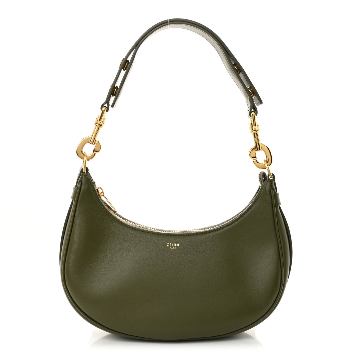Smooth Calfskin Medium Strap Ava Shoulder Bag Dark Olive