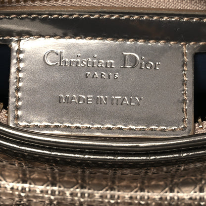 Christian Dior Metallic Patent Micro-Cannage Medium Lady Dior Champagne 6 of 14