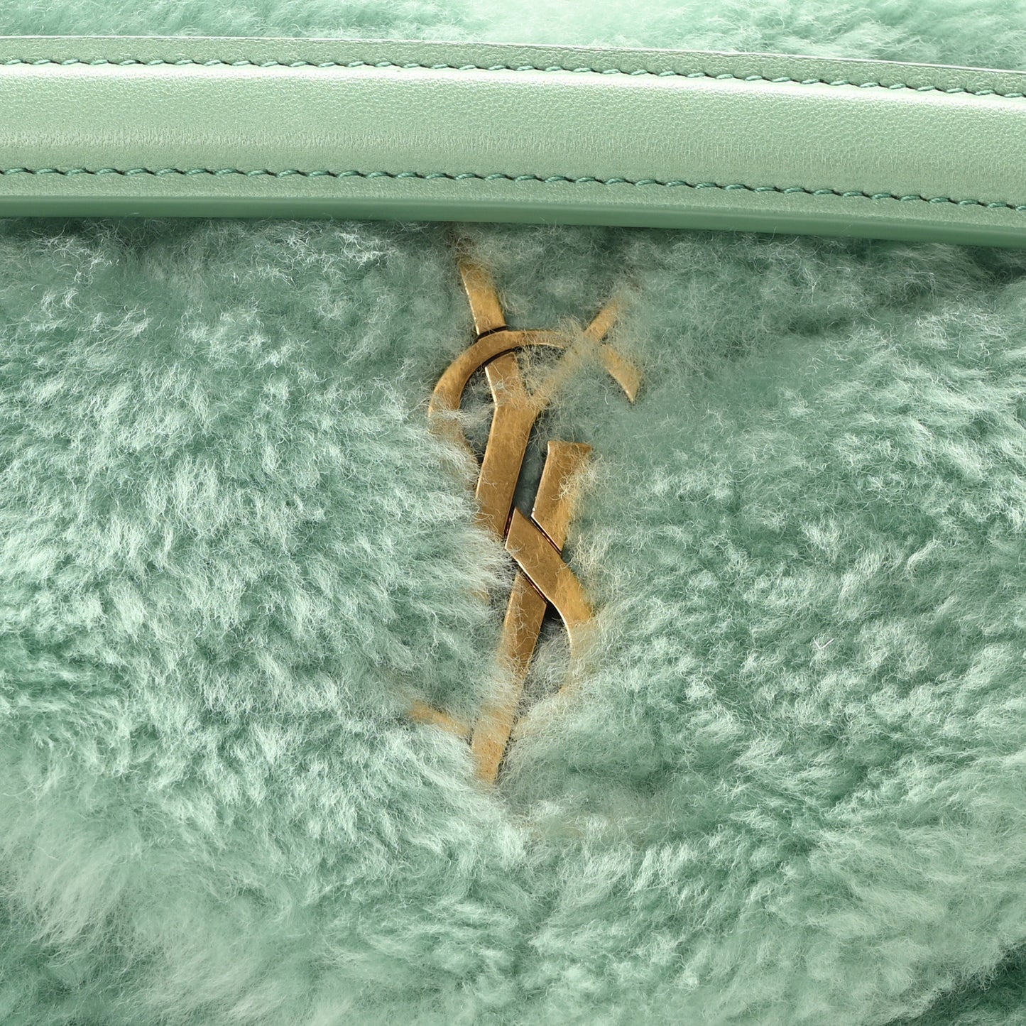 Merino Shearling Lambskin Quilted Small Loulou Puffer Monogram Chain Satchel Iced Mint