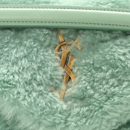 Saint Laurent Merino Shearling Lambskin Quilted Small Loulou Puffer Monogram Chain Satchel Iced Mint 8 of 10