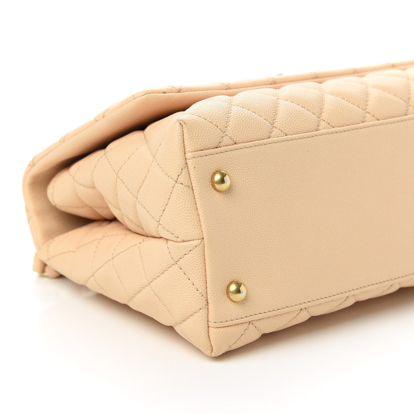 Caviar Quilted Small Coco Handle Flap Light Beige