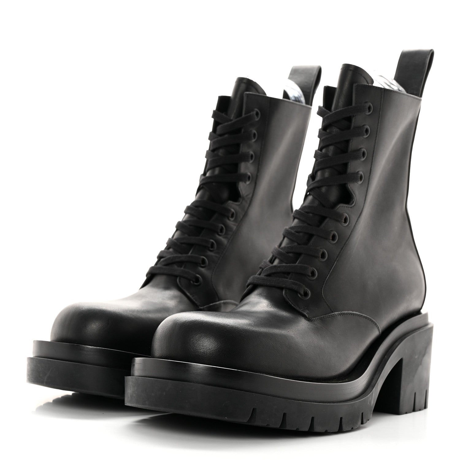 Bottega Veneta Calfskin The Lug Lace Up 30/70mm Ankle Boots 39.5 Black 3 of 22