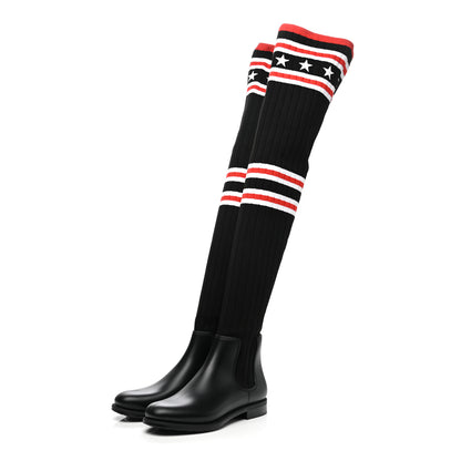 Givenchy Knit Rubber Storm Over The Knee Boots 36 Black 3 of 7