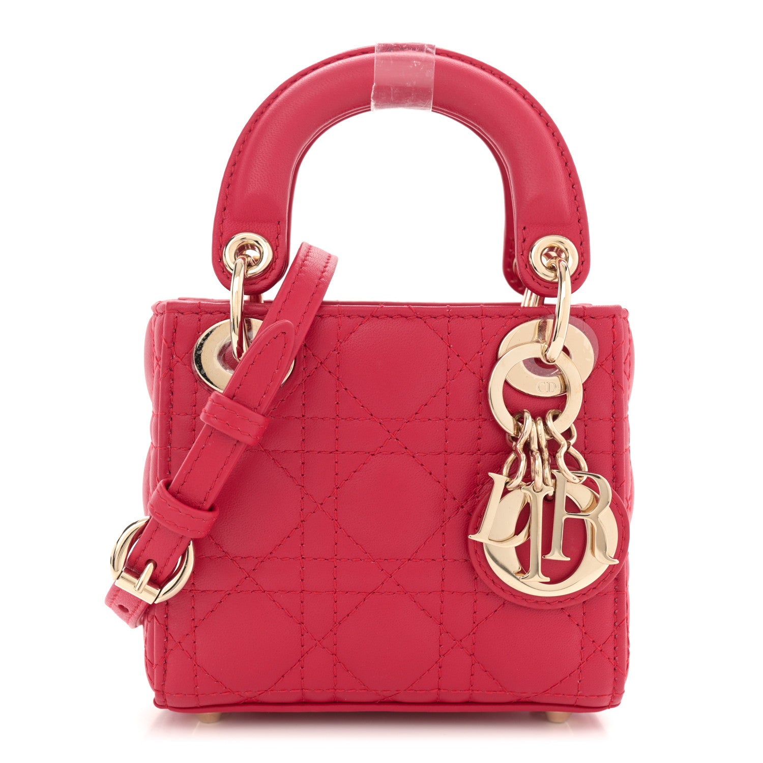Christian Dior Lambskin Cannage Micro Lady Dior Red 1 of 12