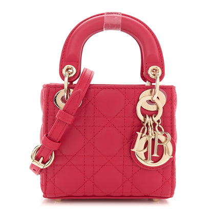 Christian Dior Lambskin Cannage Micro Lady Dior Red 1 of 12