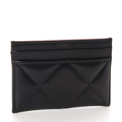 Chanel Shiny Goatskin Quilted Chanel 19 Card Holder Black 3 of 9