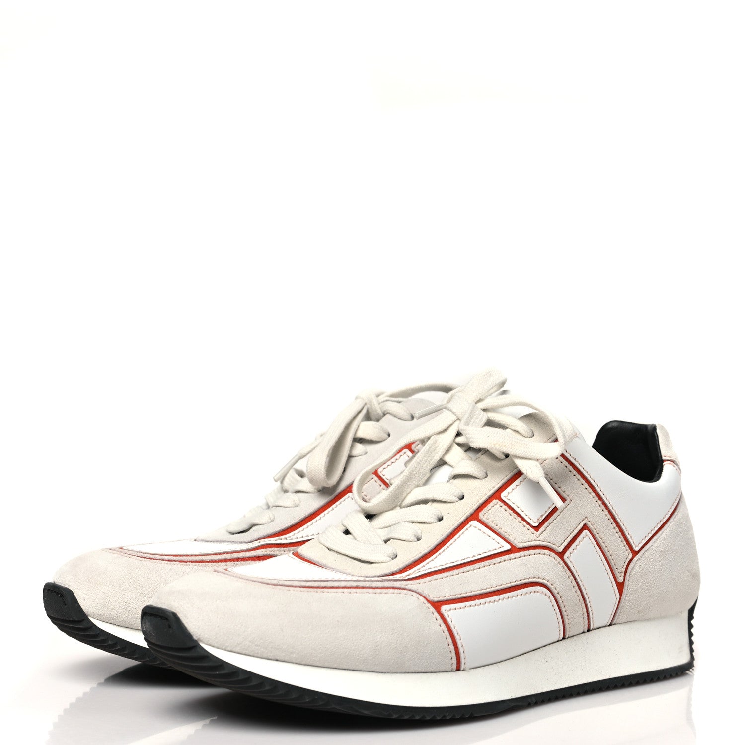 Hermes Calfskin Suede Goatskin Womens Chris Sneakers 39 White Multicolor 4 of 8