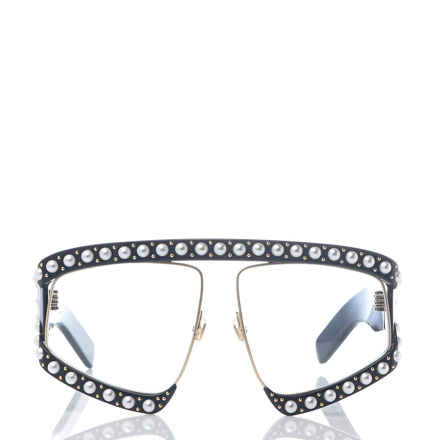 Acetate Pearl Rectangular Frame Sunglasses GG0234S Black