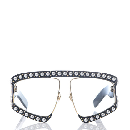 Gucci Acetate Pearl Rectangular Frame Sunglasses GG0234S Black 2 of 6