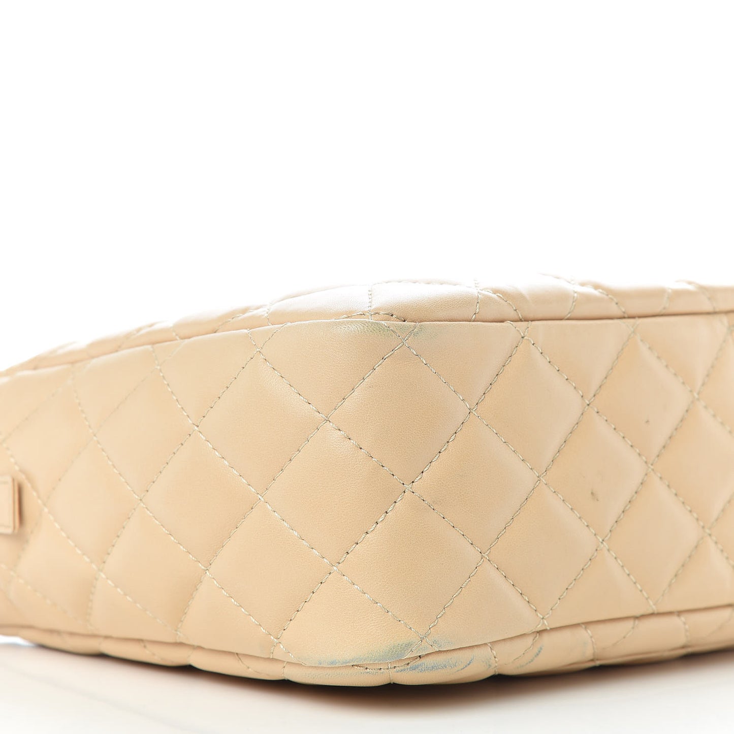 Lambskin Quilted Large Camera Case Beige Clair