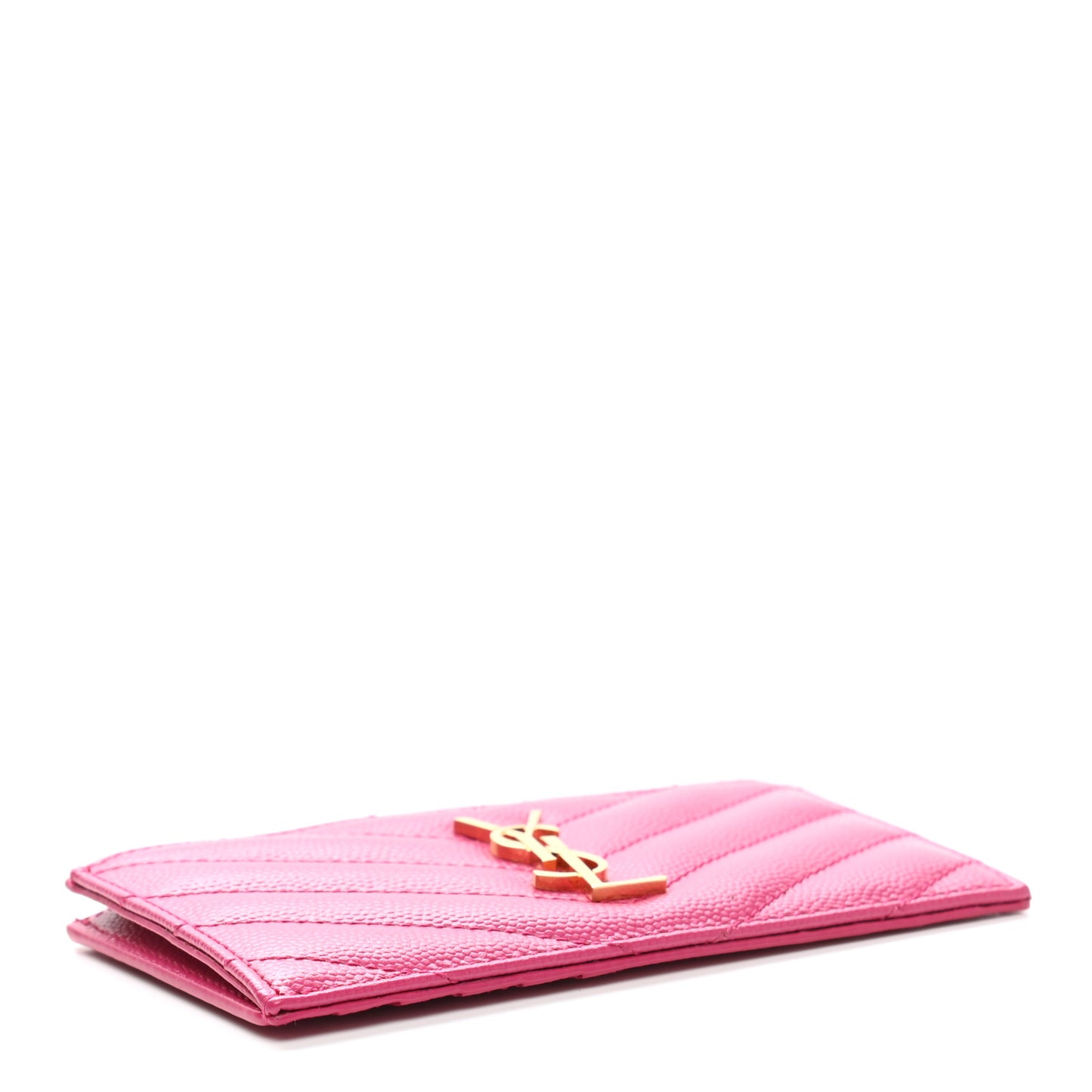 Grain De Poudre Matelasse Chevron Monogram Fragments Zippered Card Case Fresh Fuxia