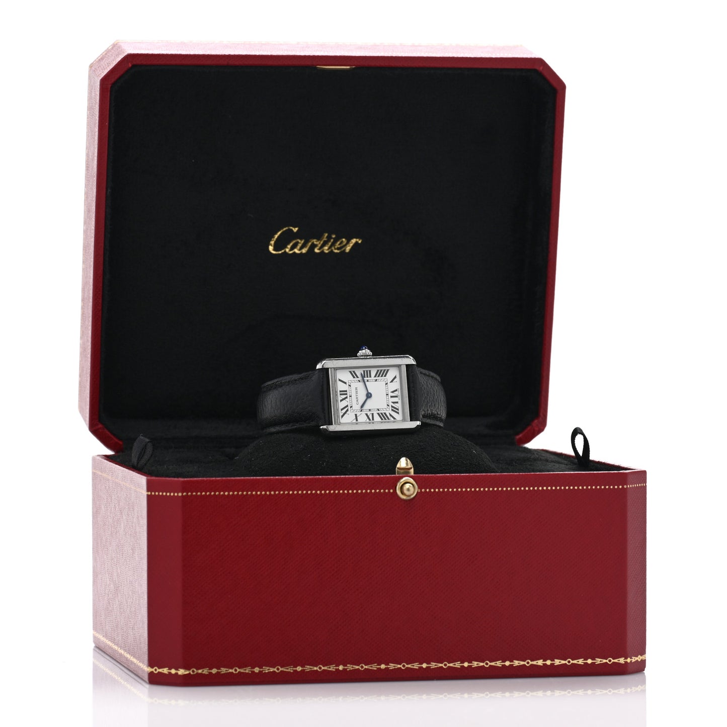 Stainless Steel Calfskin 24mm Tank Solo Quartz Watch
