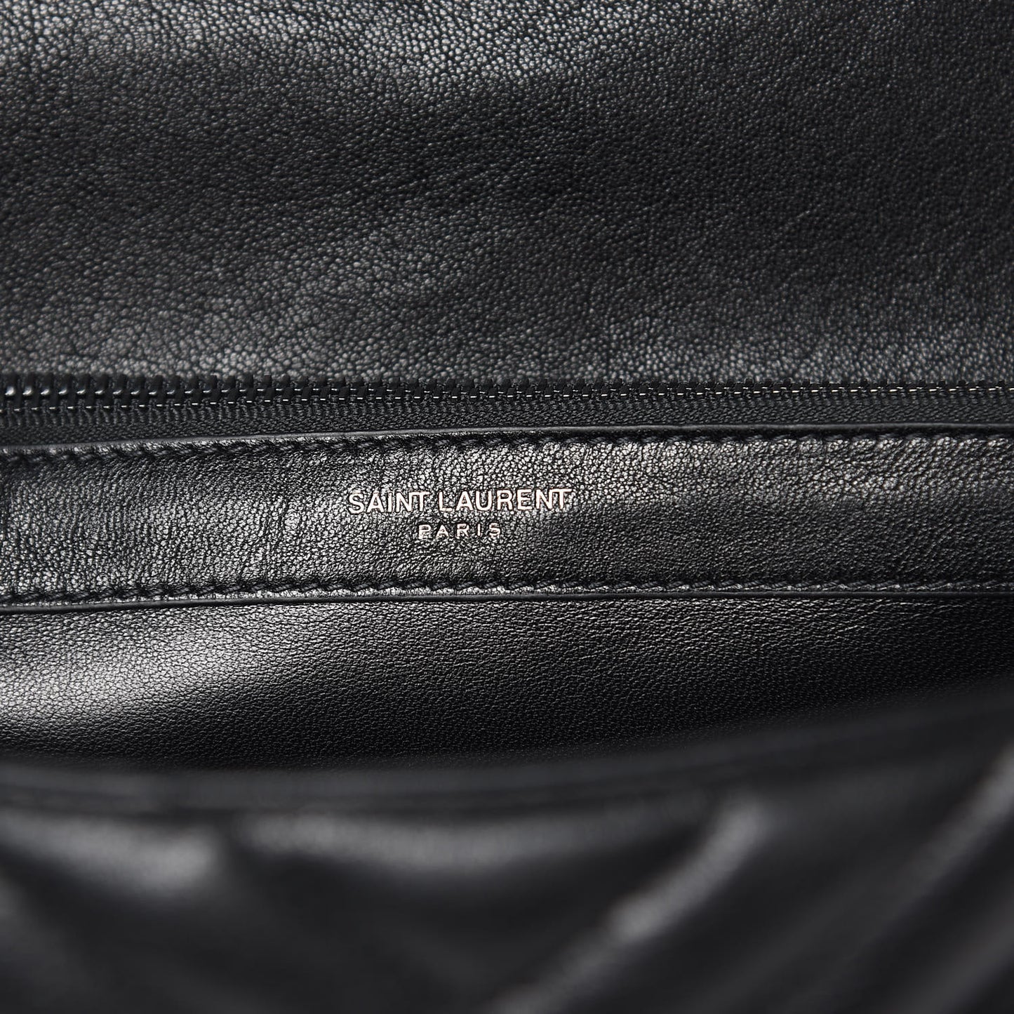 Sheepskin Matelasse Chevron Monogram Monochrome Large College Satchel Black