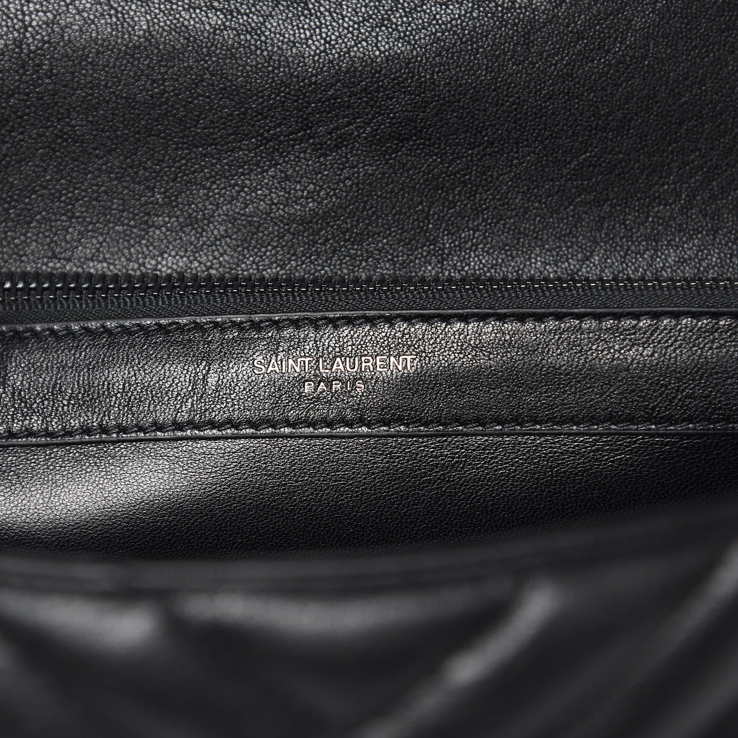Saint Laurent Sheepskin Matelasse Chevron Monogram Monochrome Large College Satchel Black 7 of 11