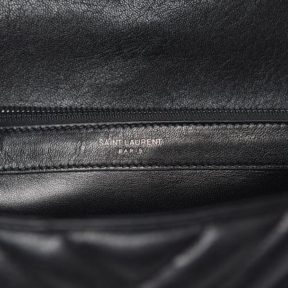 Saint Laurent Sheepskin Matelasse Chevron Monogram Monochrome Large College Satchel Black 7 of 11