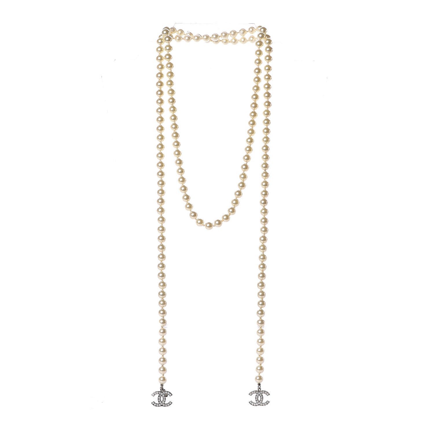 Chanel Pearl CC Long Necklace Silver 1 of 3