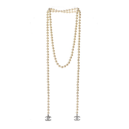 Chanel Pearl CC Long Necklace Silver 1 of 3