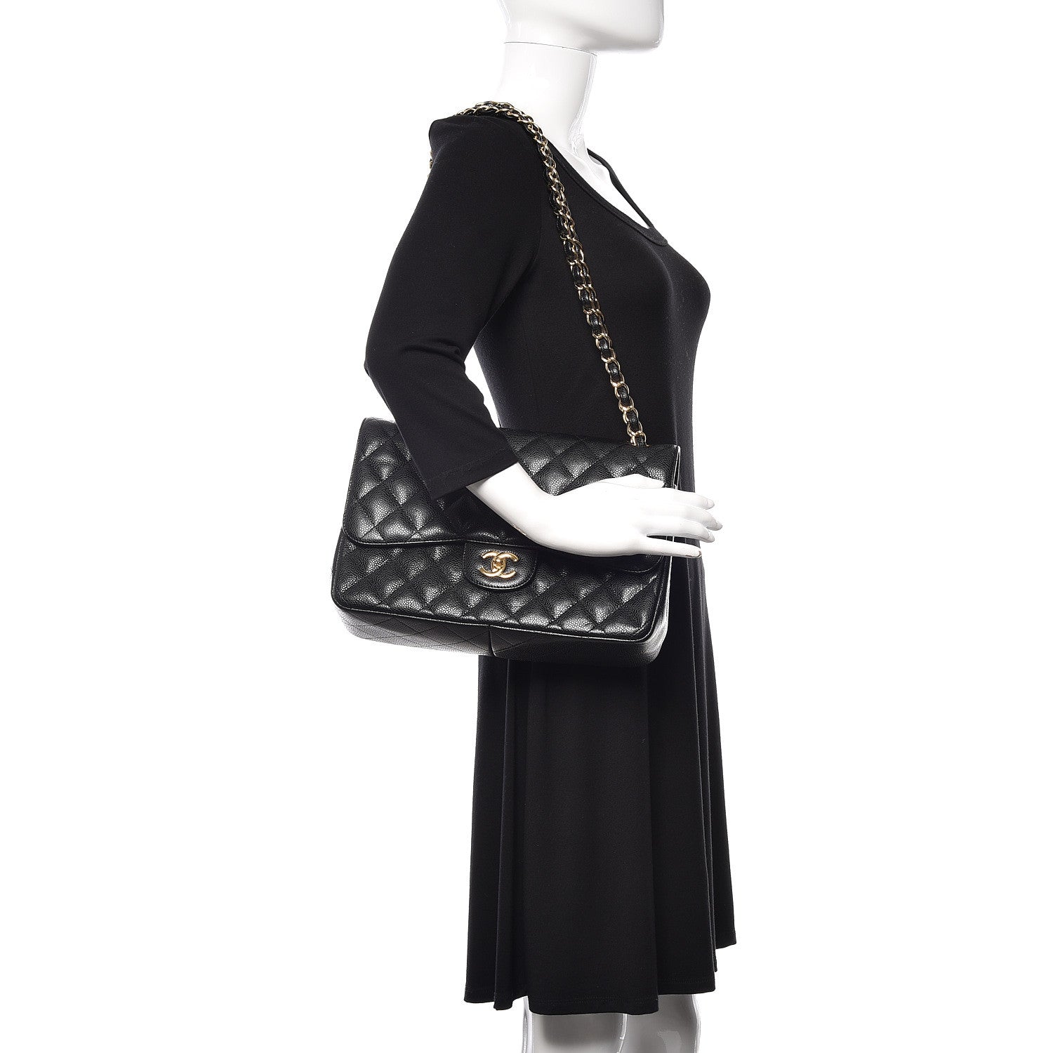 Chanel Caviar Quilted Jumbo Double Flap Black 2 of 14